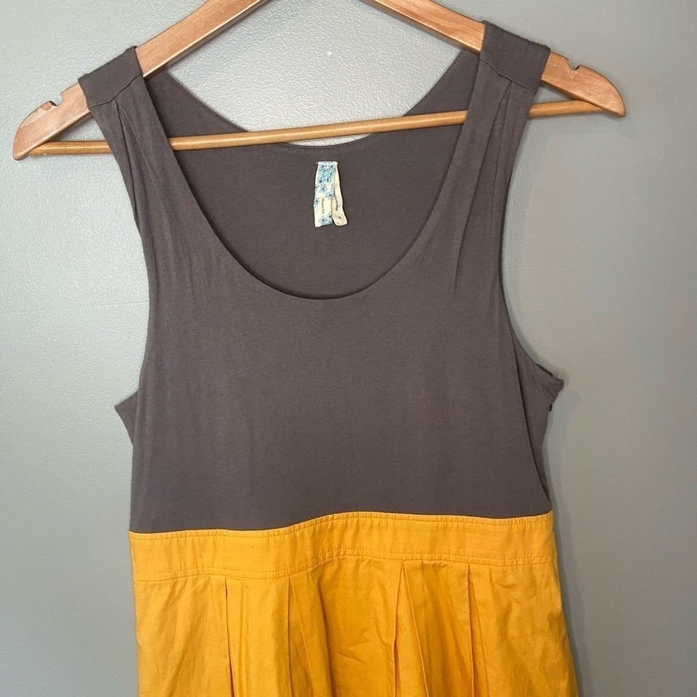 Anthropologie Maeve Vintage Colorblock Grey and Mustard Dress - Picture 4 of 10